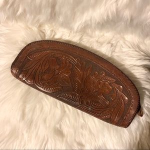Vintage western tooled leather clutch